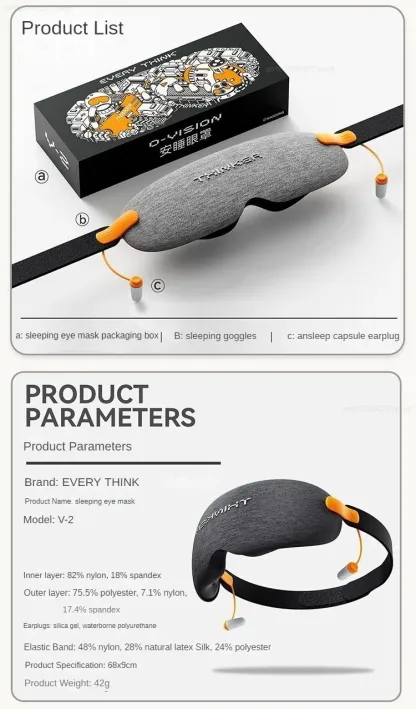 3D Blackout Sleep Mask with Soft Earplugs, Zero Pressure Eye Mask for Side Sleepers, Travel, Flights, Naps & Office Rest