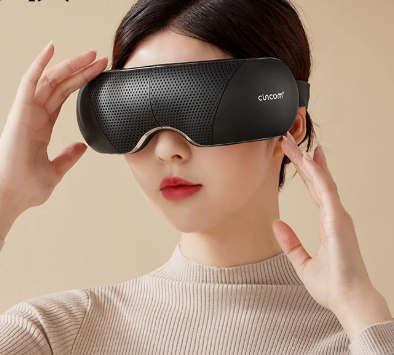 Heated Eye Massager for Eye Relaxation, Air Pressure Eye Mask with Warm Compress, Music & Auto-Off Timer