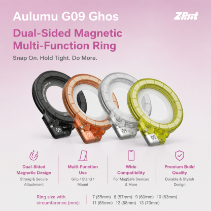 Aulumu G09 Ghost Magnetic Phone Ring Holder – Dual-Sided Magnetic Grip, 360° Rotatable Multifunctional Phone Stand