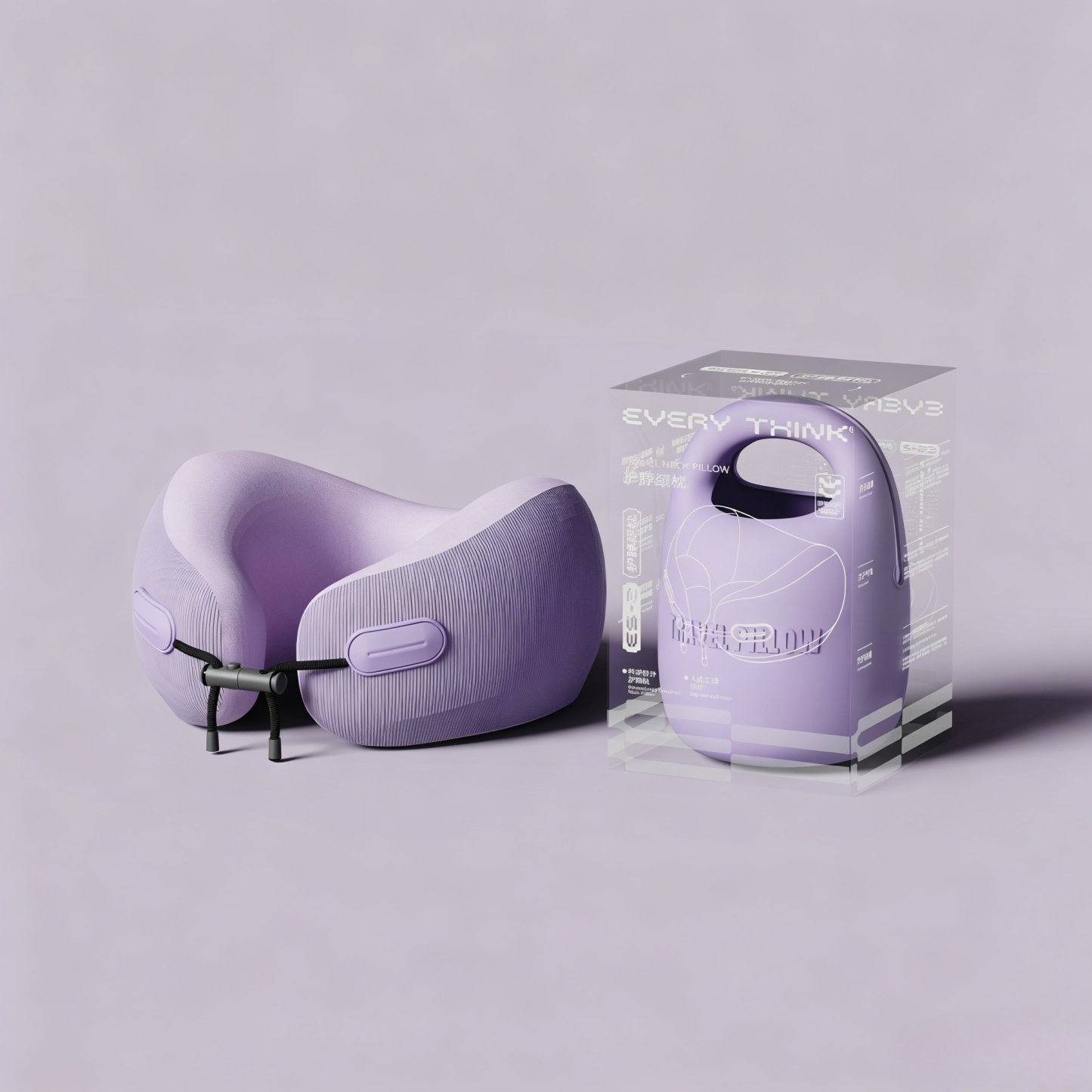 Portable Travel Neck Pillow, Ergonomic U-Shaped Neck Support Pillow with Soft Fabric & Compact Carry Case