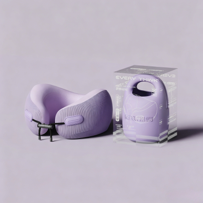 Portable Travel Neck Pillow, Ergonomic U-Shaped Neck Support Pillow with Soft Fabric & Compact Carry Case