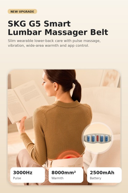 SKG G5 Smart Lumbar Massager Belt with Heat, Red Light & EMS Pulse Massage