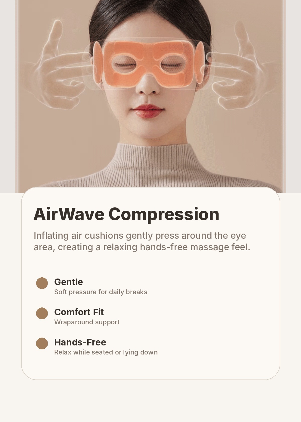 Heated Eye Massager for Eye Relaxation, Air Pressure Eye Mask with Warm Compress, Music & Auto-Off Timer