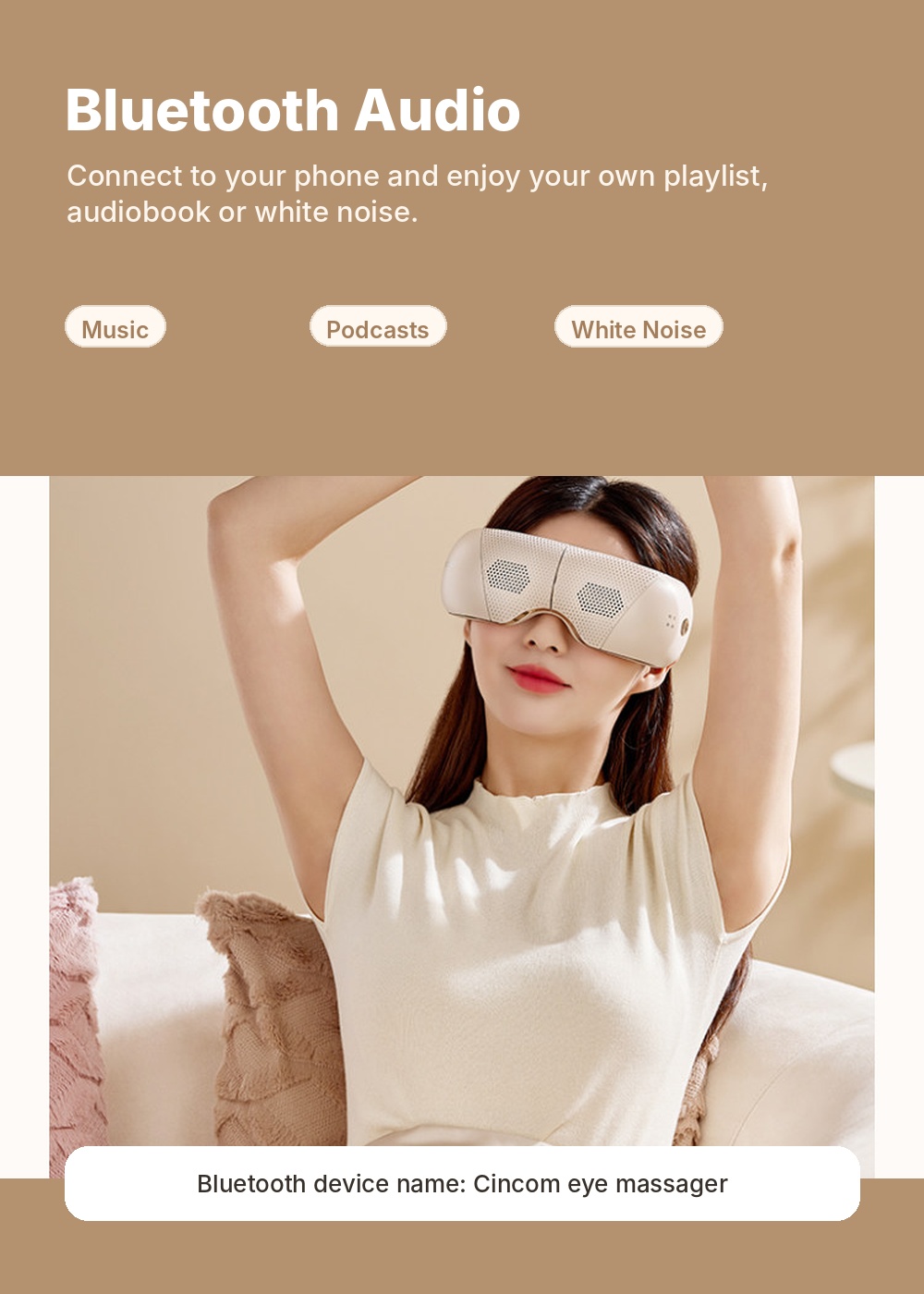 Heated Eye Massager for Eye Relaxation, Air Pressure Eye Mask with Warm Compress, Music & Auto-Off Timer