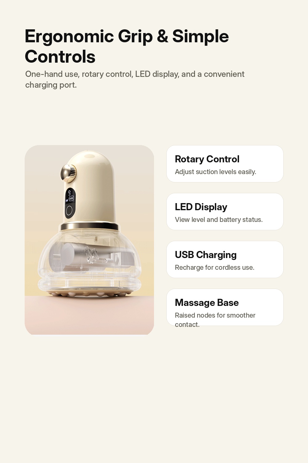 PGG C1 Electric Cupping Massager with Heat, Red Light & Adjustable Suction
