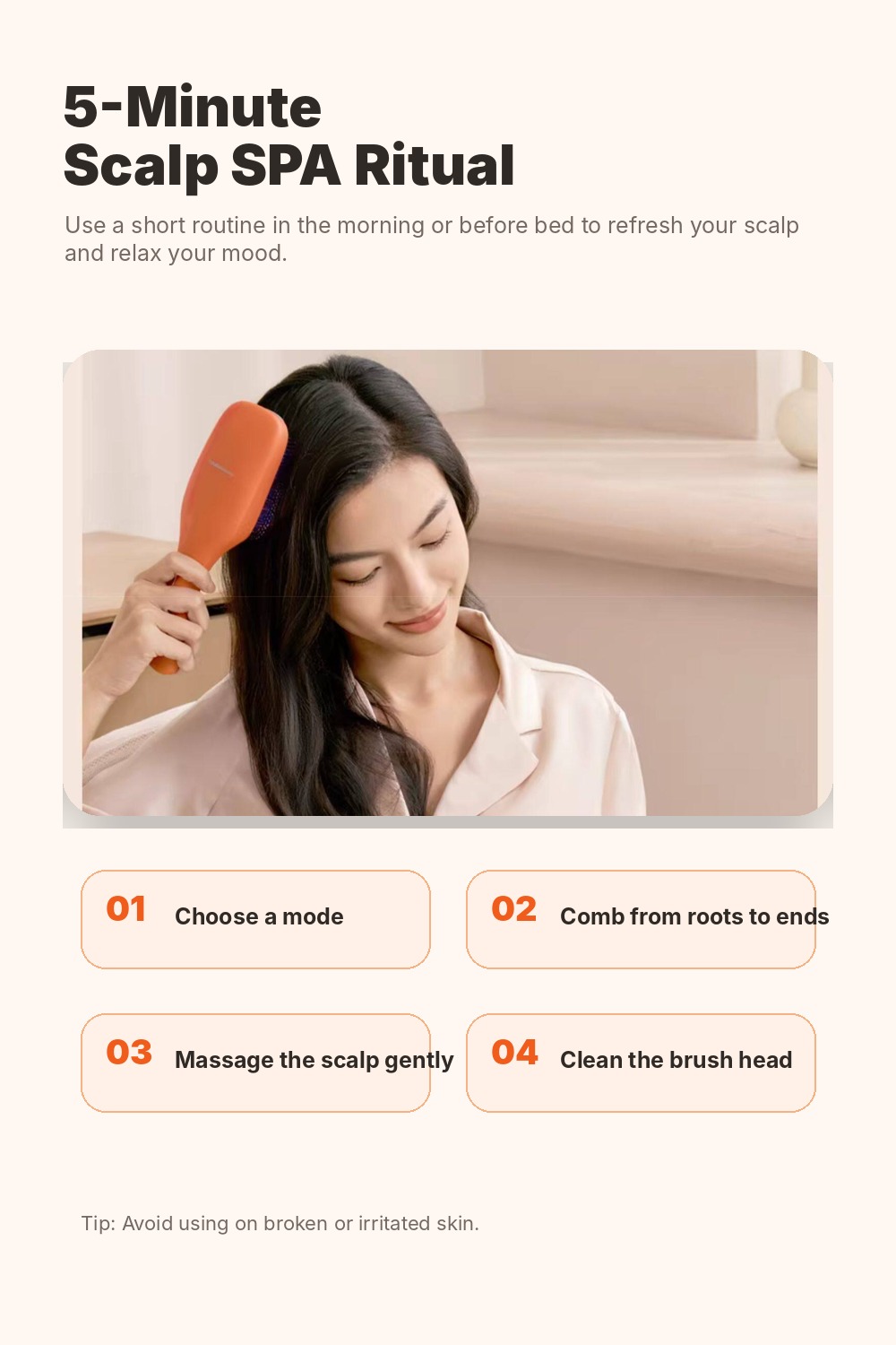 4-in-1 Red Light Therapy Scalp Brush for Hair Growth, Oil Control & Scalp Massage