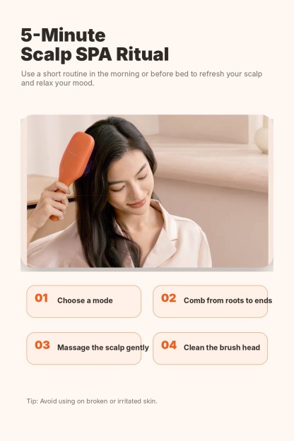 4-in-1 Red Light Therapy Scalp Brush for Hair Growth, Oil Control & Scalp Massage