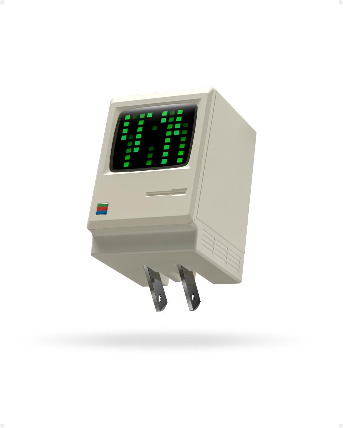 SHARGE USB C Charger, Retro 67 Power Display 3-Port Fast GaN Charger with Digital Rain