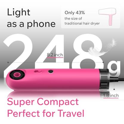 Z·Pilot AND SYLPH co-branded  Mini Travel Hair Dryer: 0.55lb Lightweight, Intelligent Mode No Heat Damage, 110,000 RPM High-Speed Fast Drying, 2 Million Ions, Safe Low Watt, Portable Blow Dryer