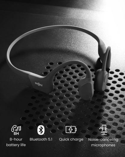 SHOKZ OpenRun - Open-Ear Bluetooth Bone Conduction Sport Headphones, Sweat Resistant Wireless Earphones for Workouts and Running, Built-in Mic, with Hair Band