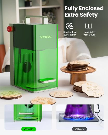 xTool F1 2-in-1 Dual Laser Engraver, Lightning Speed Portable Laser Engraving Machine, Ultra HD Fiber Laser Engraver for Jewelry, Metal, Wood, Leather