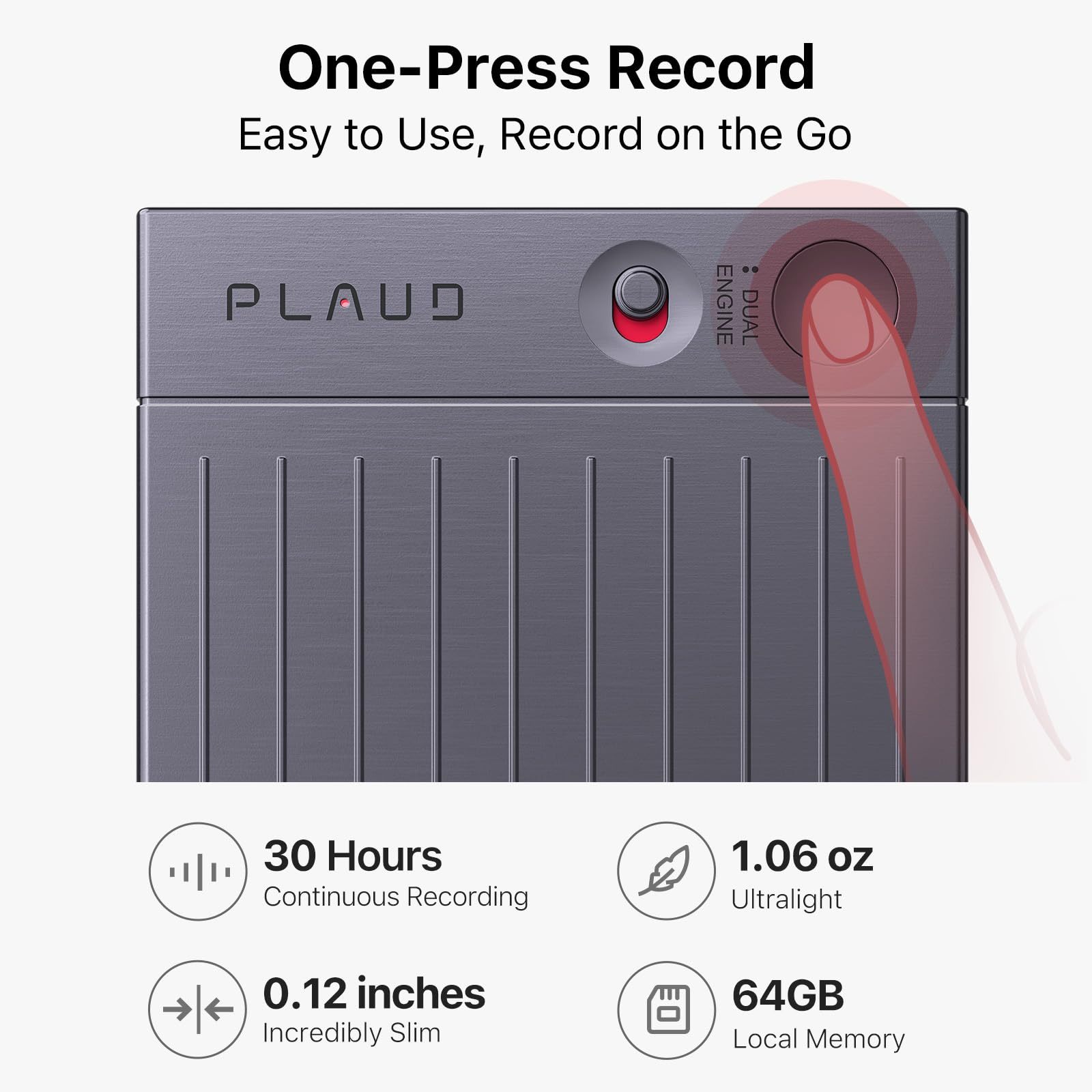 AI Voice Recorder, PLAUD Note Voice Recorder w/Case, App Control, Transcribe & Summarize with AI Technology, Support 112 Languages, 64GB Memory, Audio Recorder for Lecture, Meeting