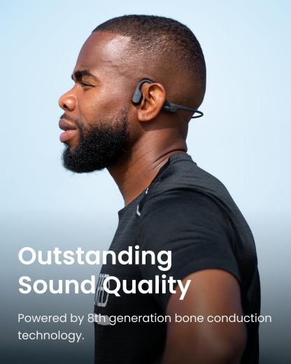 SHOKZ OpenRun - Open-Ear Bluetooth Bone Conduction Sport Headphones, Sweat Resistant Wireless Earphones for Workouts and Running, Built-in Mic, with Hair Band