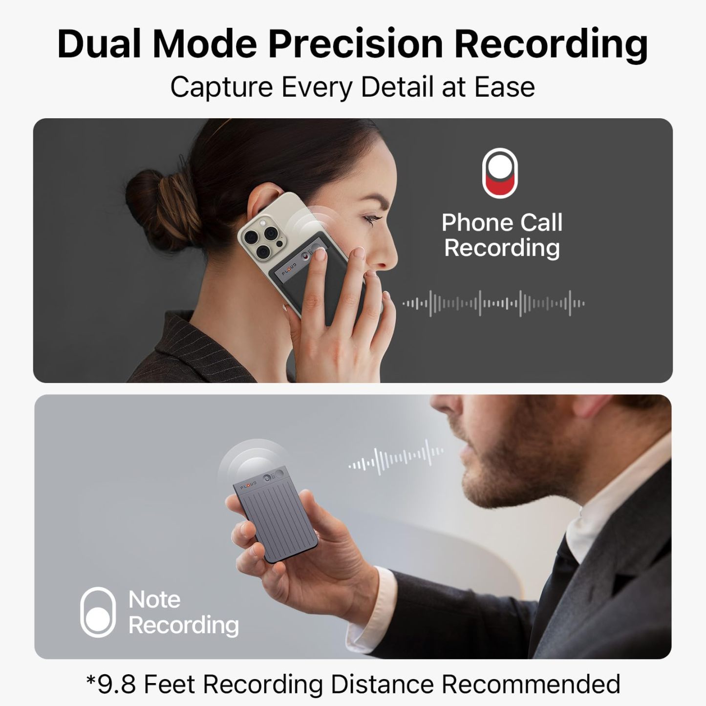 AI Voice Recorder, PLAUD Note Voice Recorder w/Case, App Control, Transcribe & Summarize with AI Technology, Support 112 Languages, 64GB Memory, Audio Recorder for Lecture, Meeting