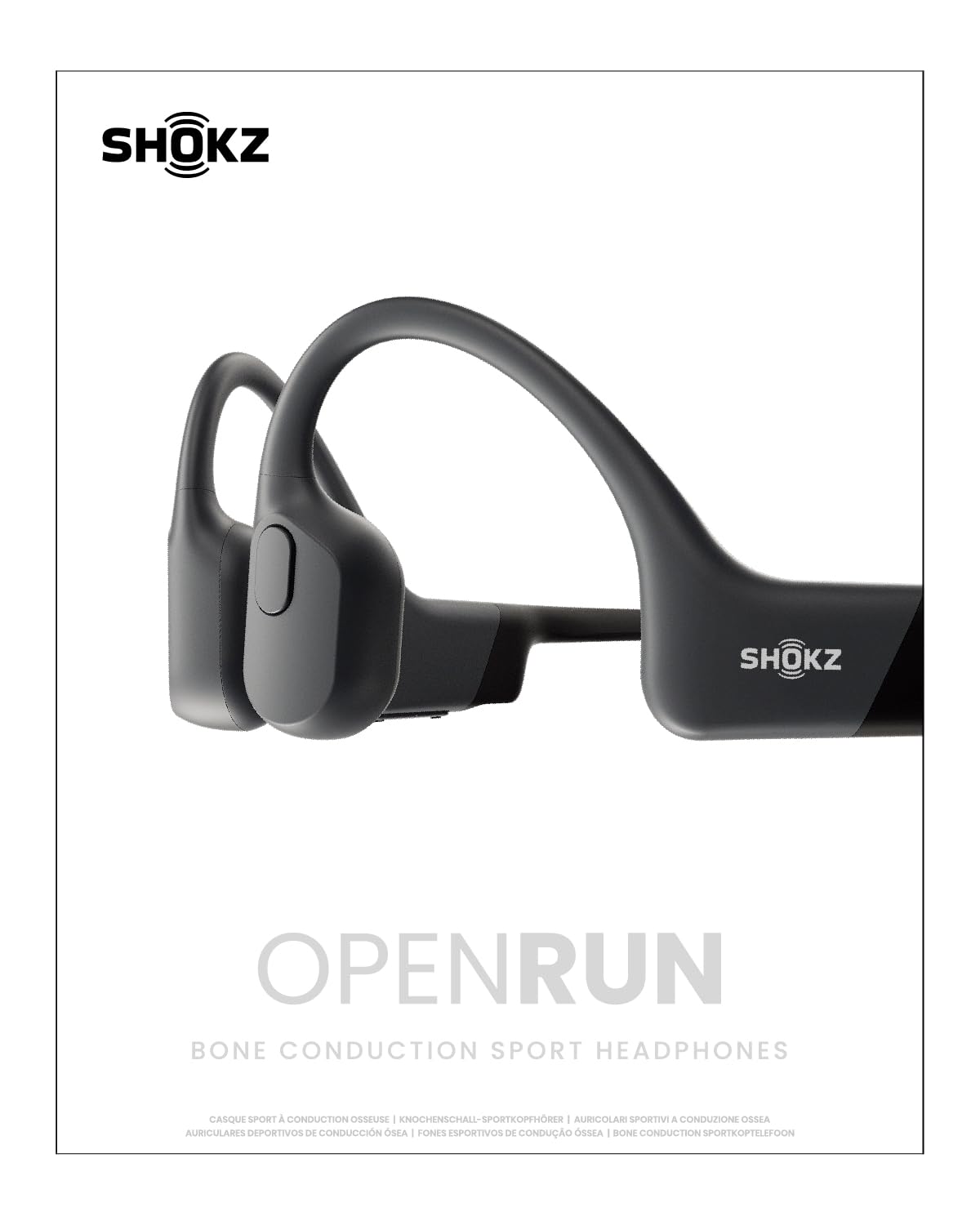 SHOKZ OpenRun - Open-Ear Bluetooth Bone Conduction Sport Headphones, Sweat Resistant Wireless Earphones for Workouts and Running, Built-in Mic, with Hair Band