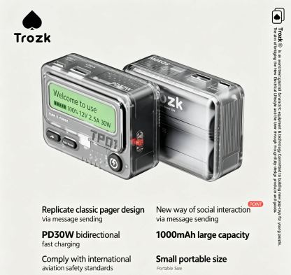 TROZK Retro Pager Power Bank 10000mAh | 30W USB-C Fast Charging Portable Charger
