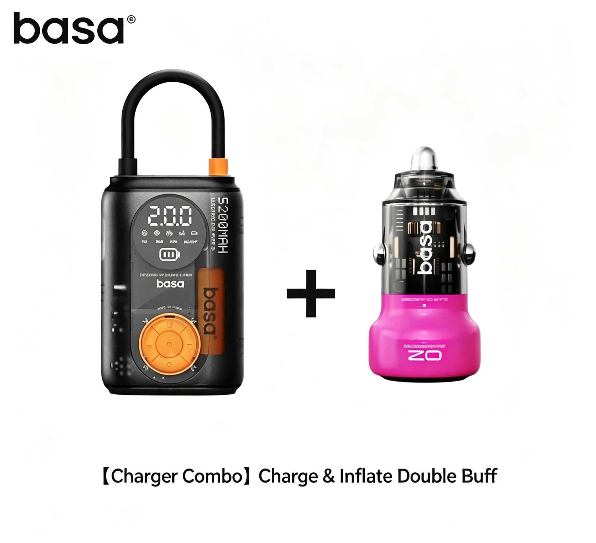 basa 5200mAh Cordless Tire Inflator | Portable Air Compressor for Car, Bike & Sports Balls
