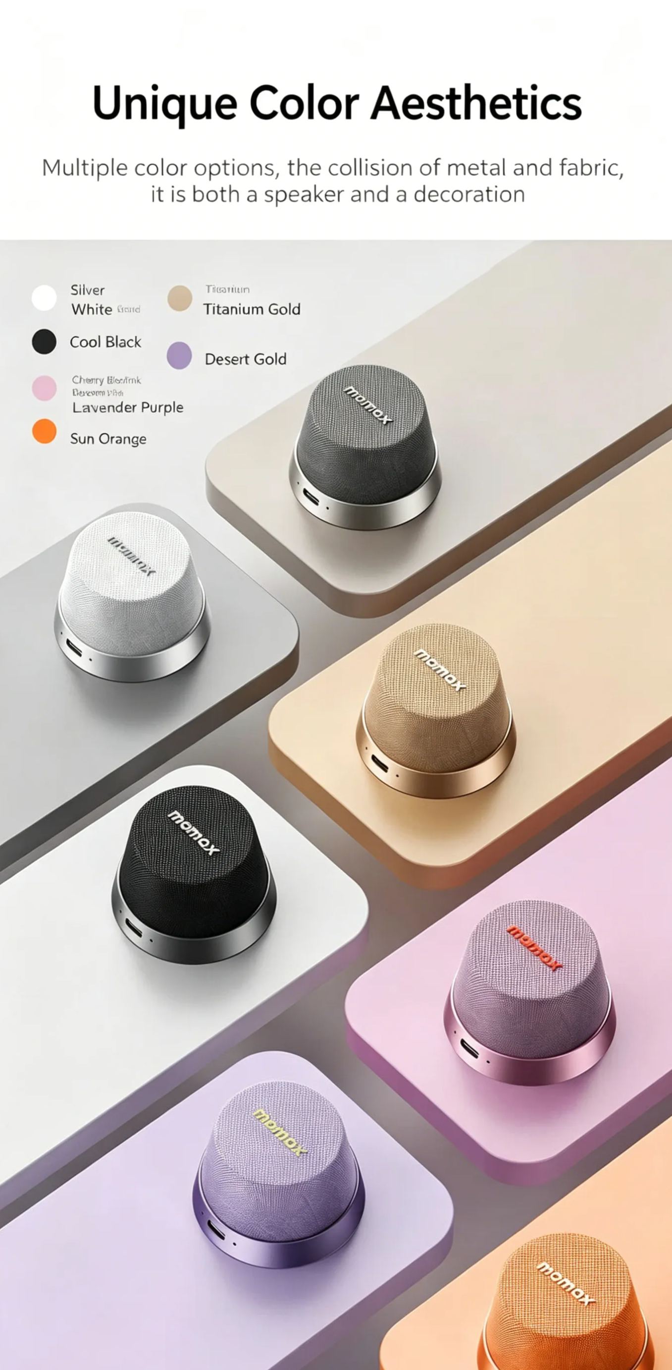 MOMAX BS6 Magnetic Bluetooth Speaker | MagSafe-Compatible Mini Speaker & Phone Stand