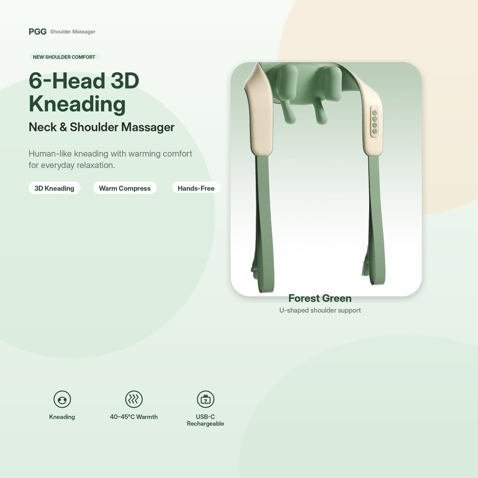 Neck and Shoulder Massager with Heat, Wearable Trapezius Massage Device for Home, Office & Daily Relaxation