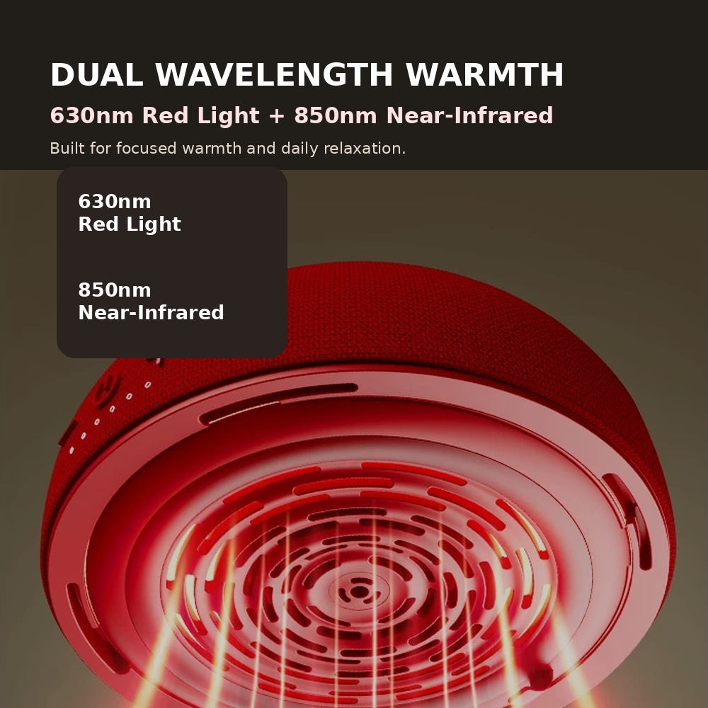 Smart Red Light Heating Pad, Rechargeable Warm Compress Device with Dual Wavelength Light & 6 Heat Levels
