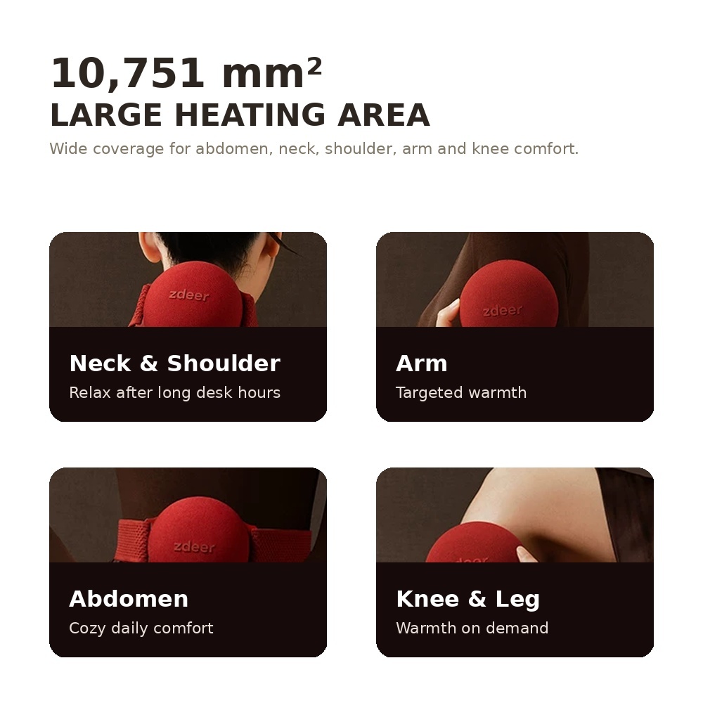 Smart Red Light Heating Pad, Rechargeable Warm Compress Device with Dual Wavelength Light & 6 Heat Levels