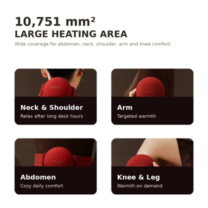 Smart Red Light Heating Pad, Rechargeable Warm Compress Device with Dual Wavelength Light & 6 Heat Levels