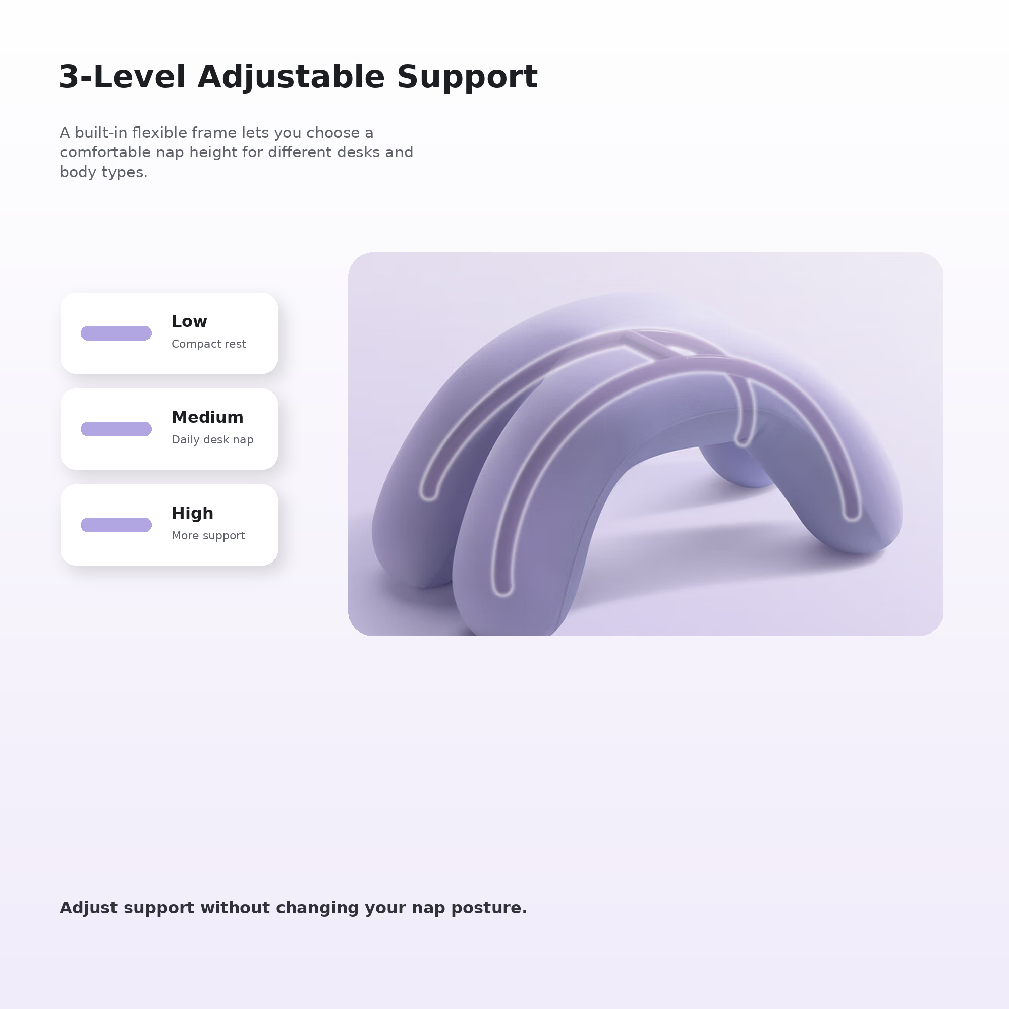 Ergonomic Desk Nap Pillow, Foldable Memory Foam Rest Pillow for Office, School, Travel & Home