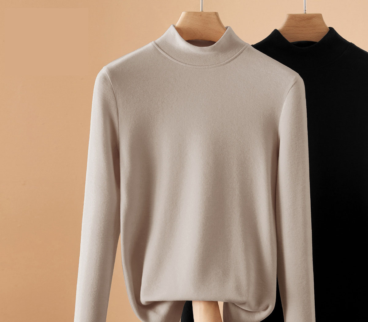 半高領德絨打底衫女