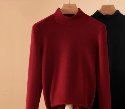 半高領德絨打底衫女