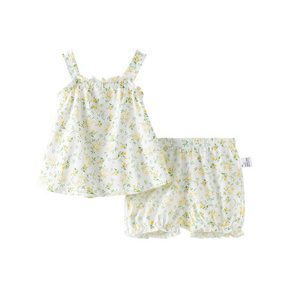 女寶寶夏季棉紗無袖公主裙背心連衣裙套裝