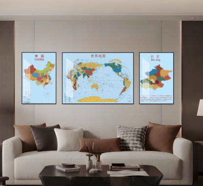 世界地圖掛畫辦公地圖壁畫可訂製