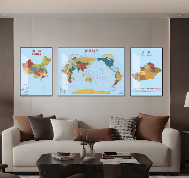 世界地圖掛畫辦公地圖壁畫可訂製