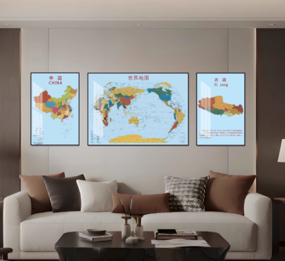 世界地圖掛畫辦公地圖壁畫可訂製