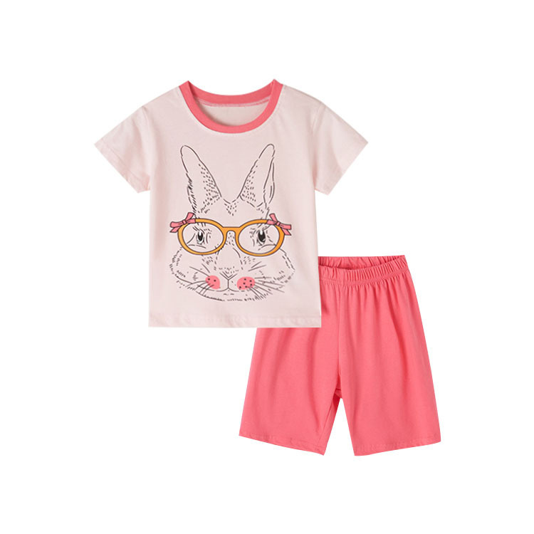 夏季歐美女童短袖短褲套裝