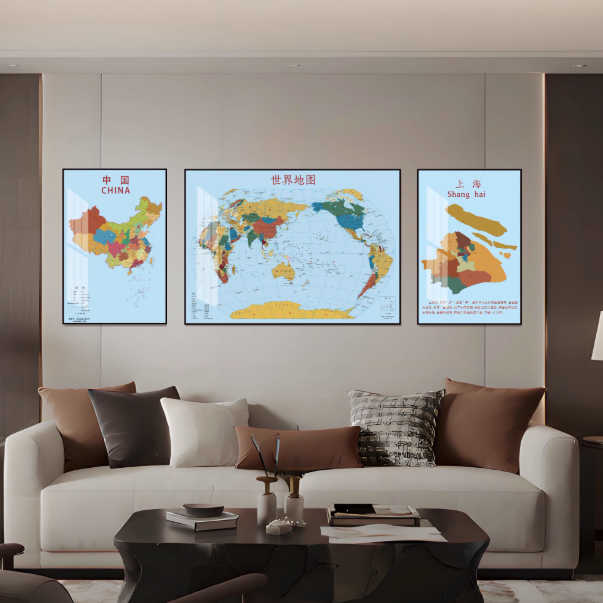 世界地圖掛畫辦公地圖壁畫可訂製