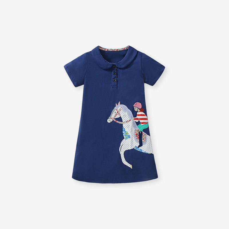 歐美卡通女童短袖連身裙