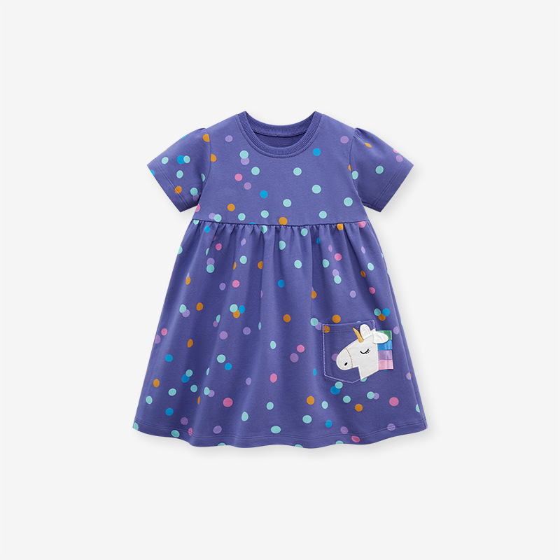 夏季女童貼布繡純棉連衣裙