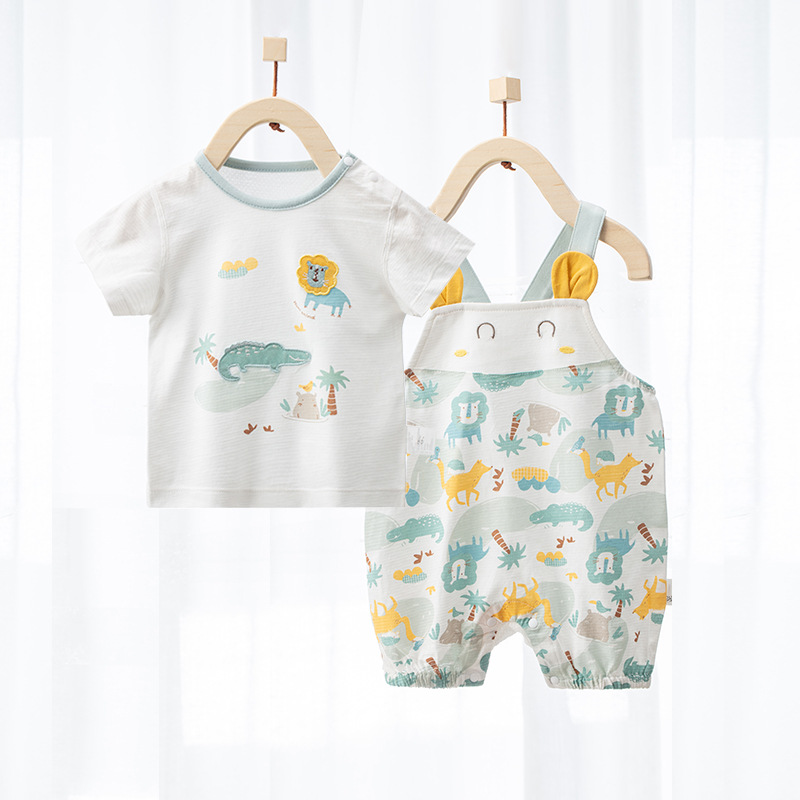 兒童短袖背帶褲洋氣分體兩件套