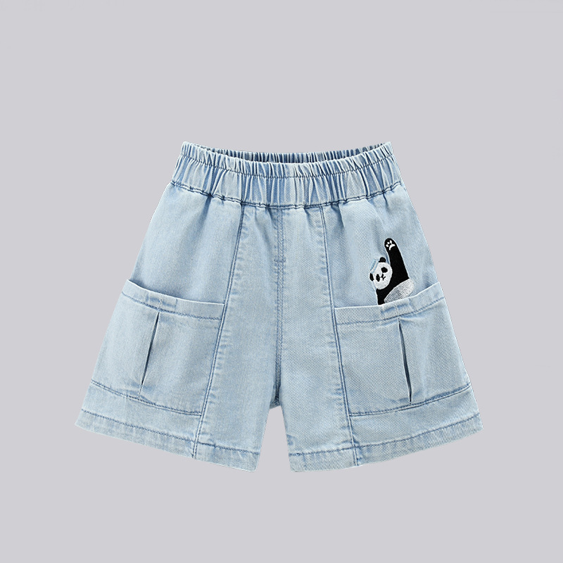 新品女童薄款小蝴蝶五分牛仔褲