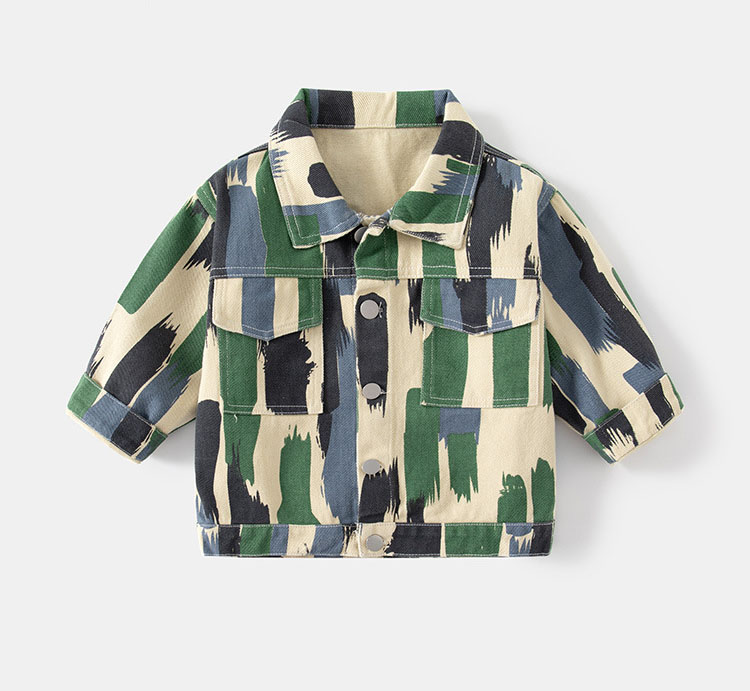 帥氣塗鴉牛仔秋季男童外套