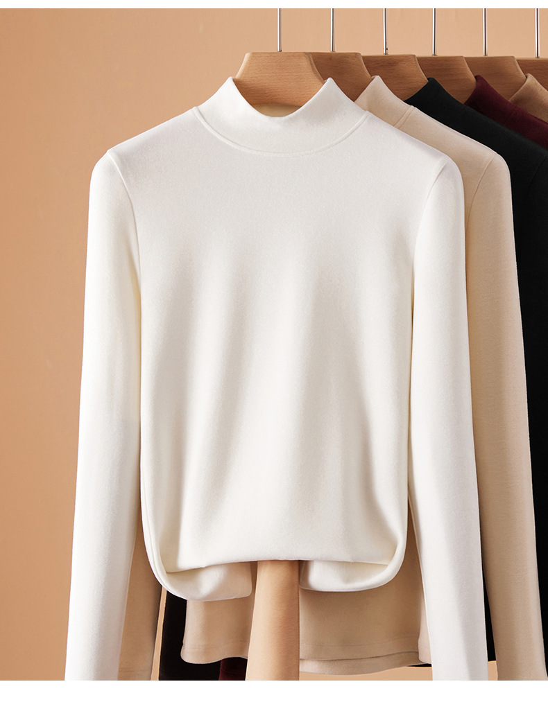 半高領德絨打底衫女