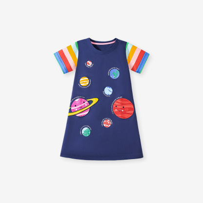 【新款】夏季歐美卡通純棉女童洋裝