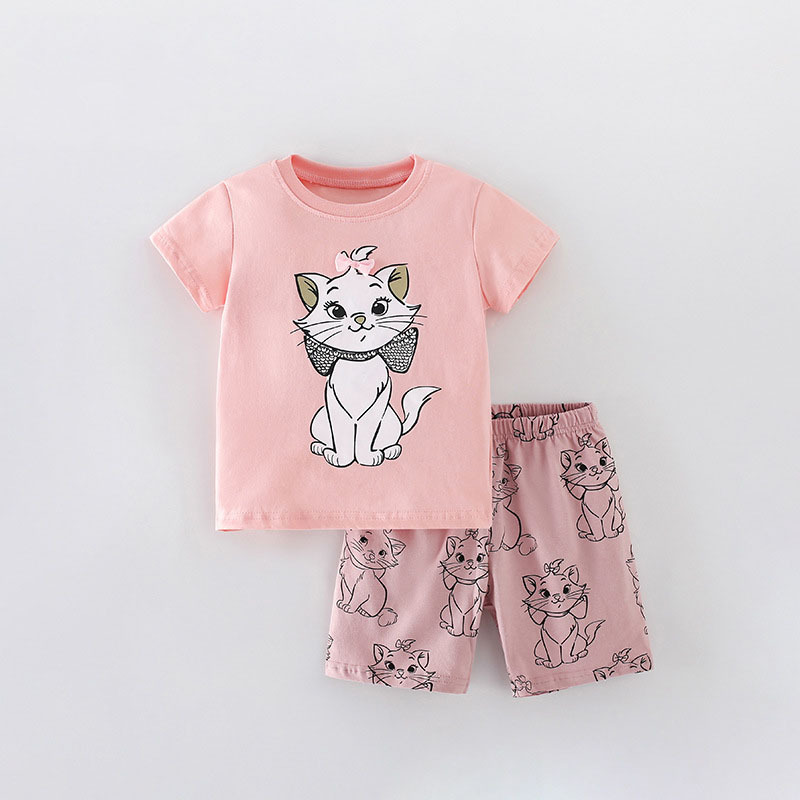 夏季歐美女童短袖短褲套裝