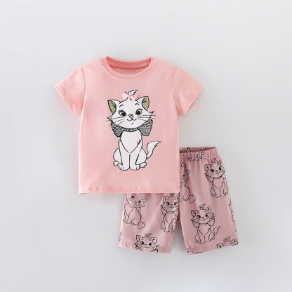 夏季歐美女童短袖短褲套裝