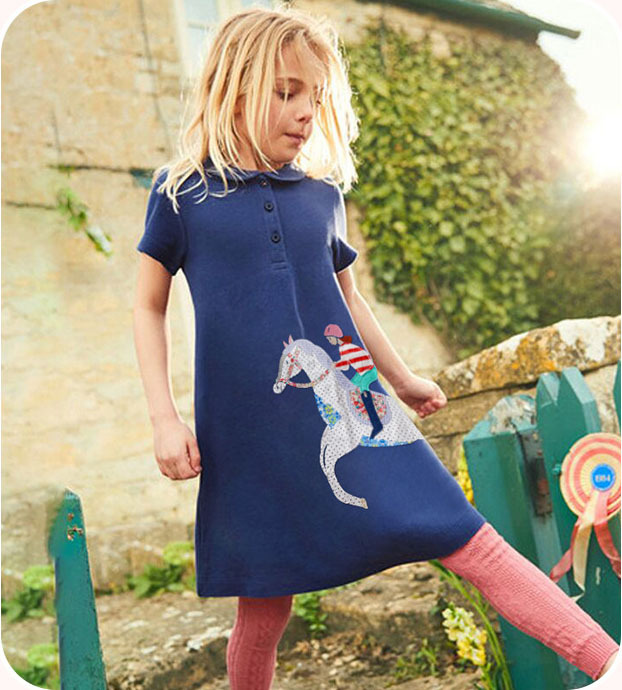 歐美卡通女童短袖連身裙