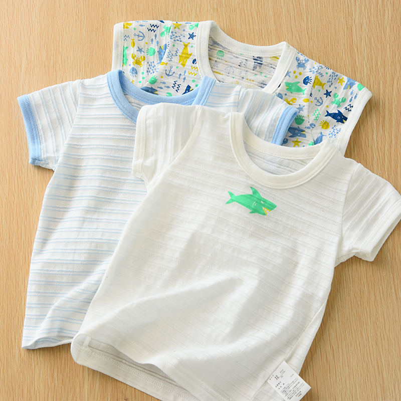 鯊魚系列 兒童竹節棉短袖短褲三件裝