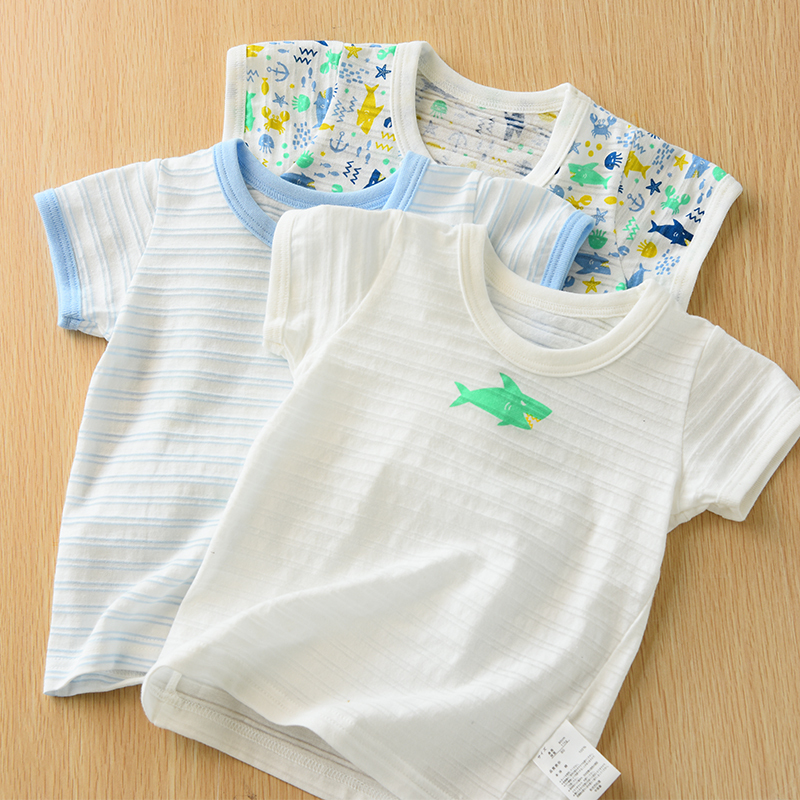 鯊魚系列 兒童竹節棉短袖短褲三件裝