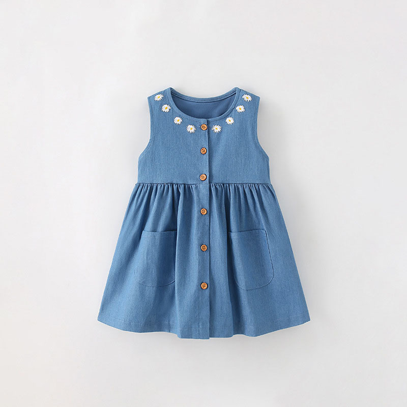 女童背心牛仔裙 