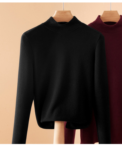 半高領德絨打底衫女