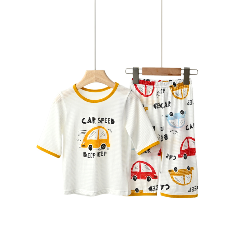 【竹節棉系列】兒童竹節棉五分袖七分短褲家居服 